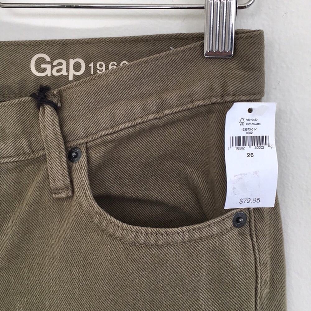 Gap Girlfriend frayed army green jeans/denim sz 26 - Picture 4 of 7